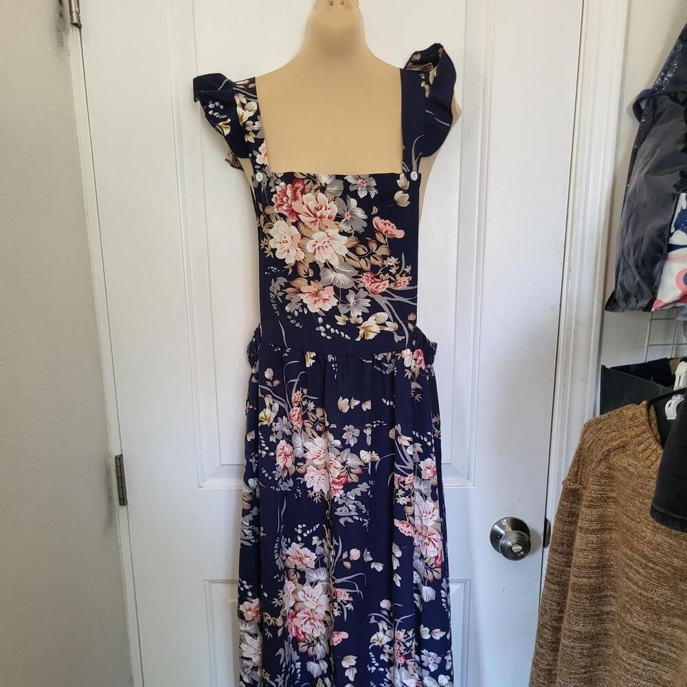 Shein Women's Navy and Blue Dress